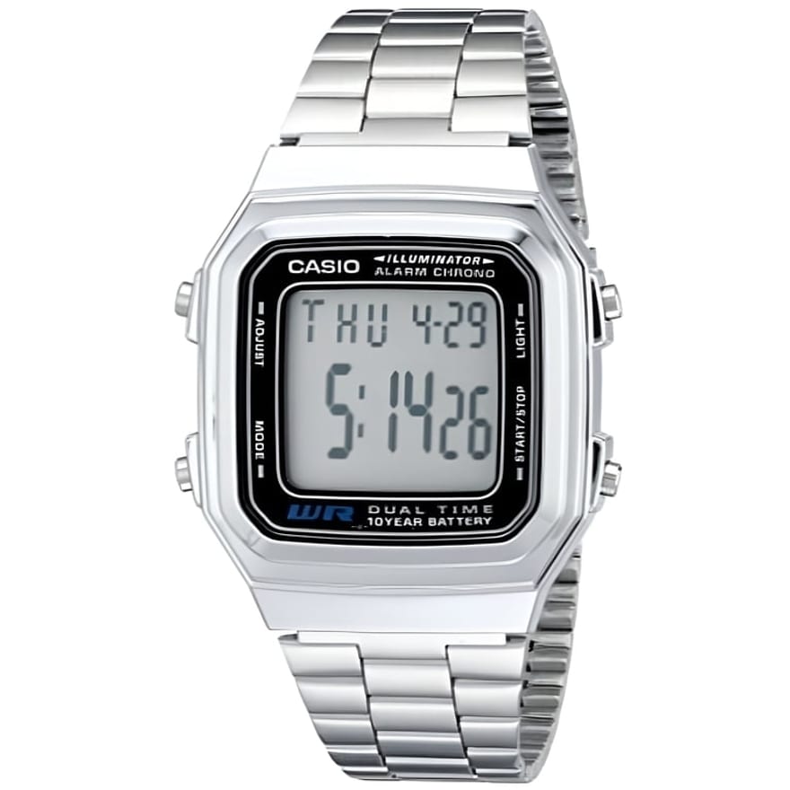 Casio A178W-7A silver-tone digital watch